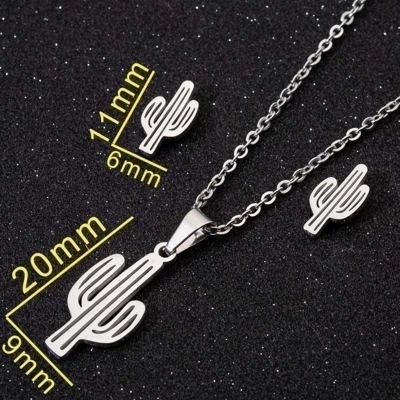 Fashion Deer 201 Stainless Steel 18K Gold Plated Earrings Necklace