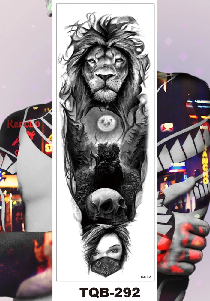 Full Flower Arm Temporary Tattoo Stickers Man Woman Girls Body Leg Fake Tatoo Sexy Beauty Snake Bear Owl Fox Mermaid Egypt Queen