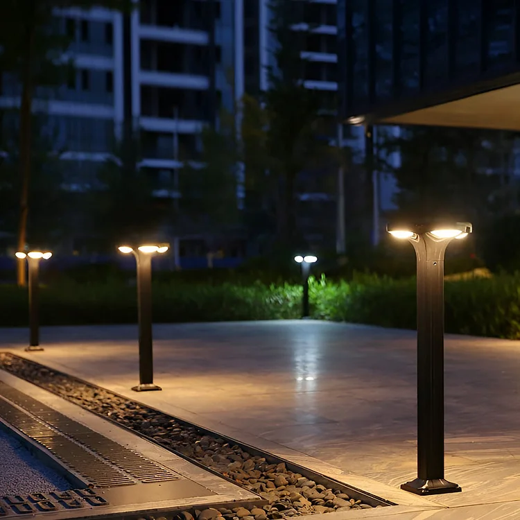 Square Waterproof LED Outdoor Black Modern Path Lights Post Lighting