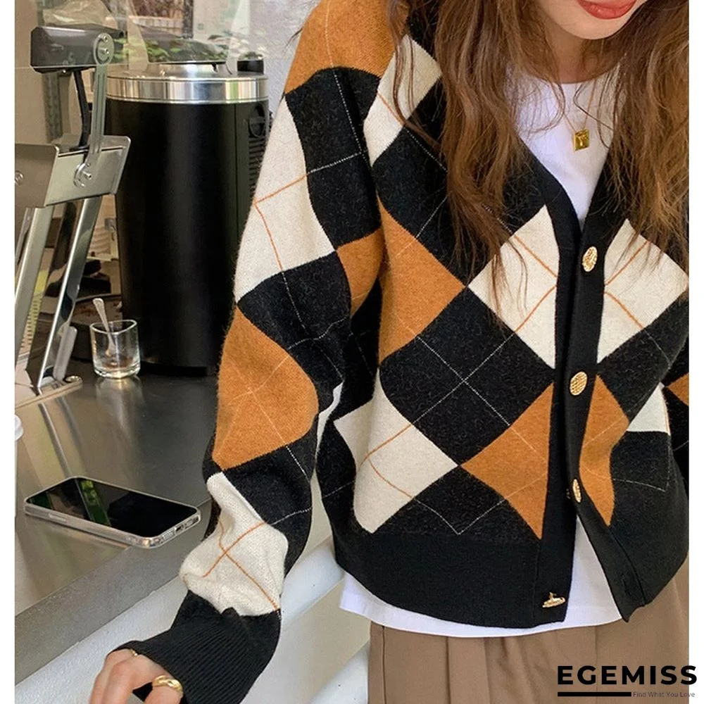 Retro Rhombic Sweater Cardigan | EGEMISS