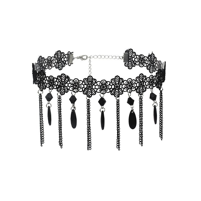 Minnieskull Fashion Gothic Tassel Lace Necklace - Minnieskull