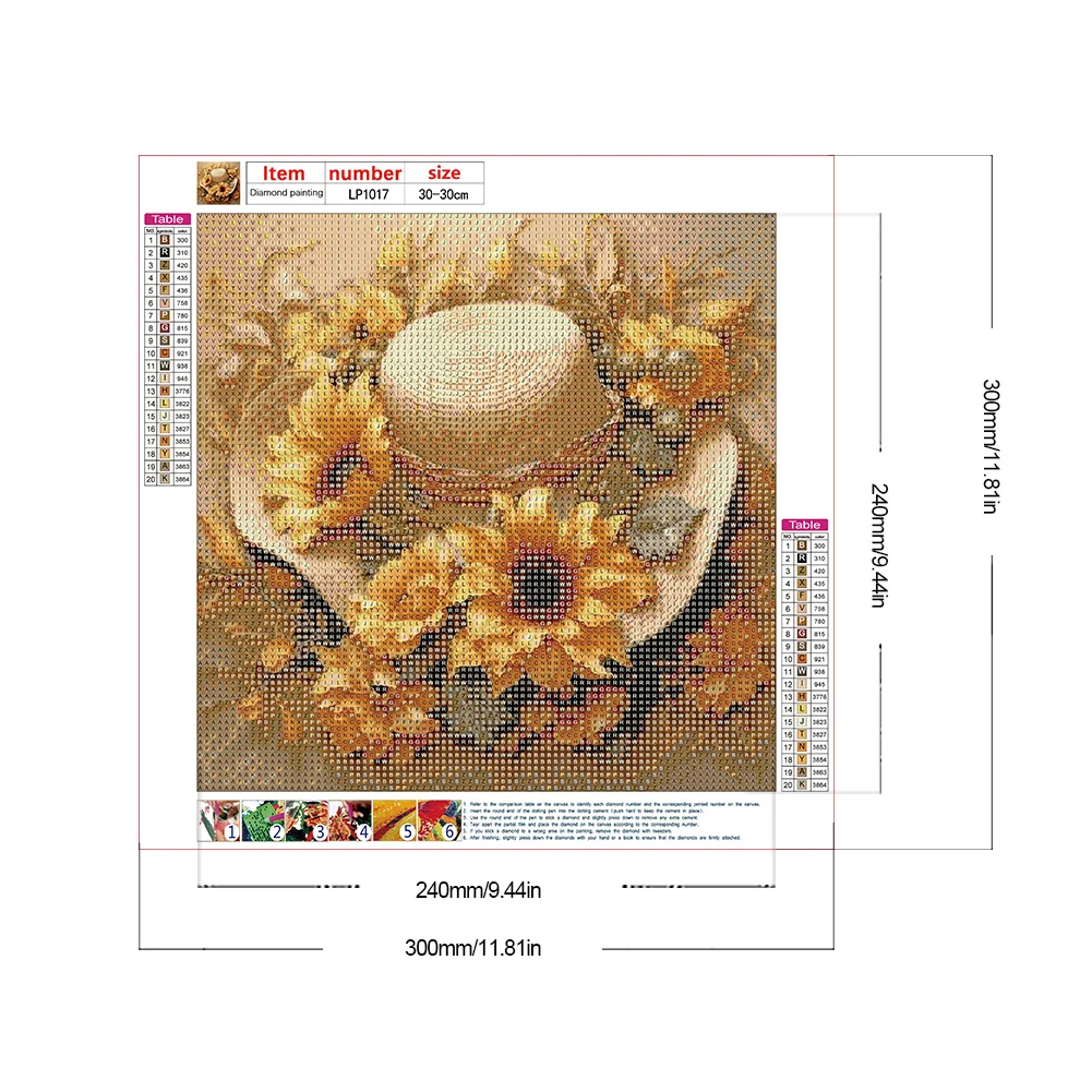 Full Round Diamond Painting 30*30cm - Straw Hat Sunflower