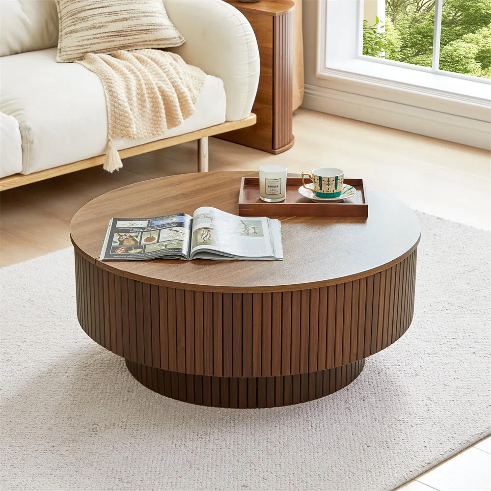 Round coffee table with storage