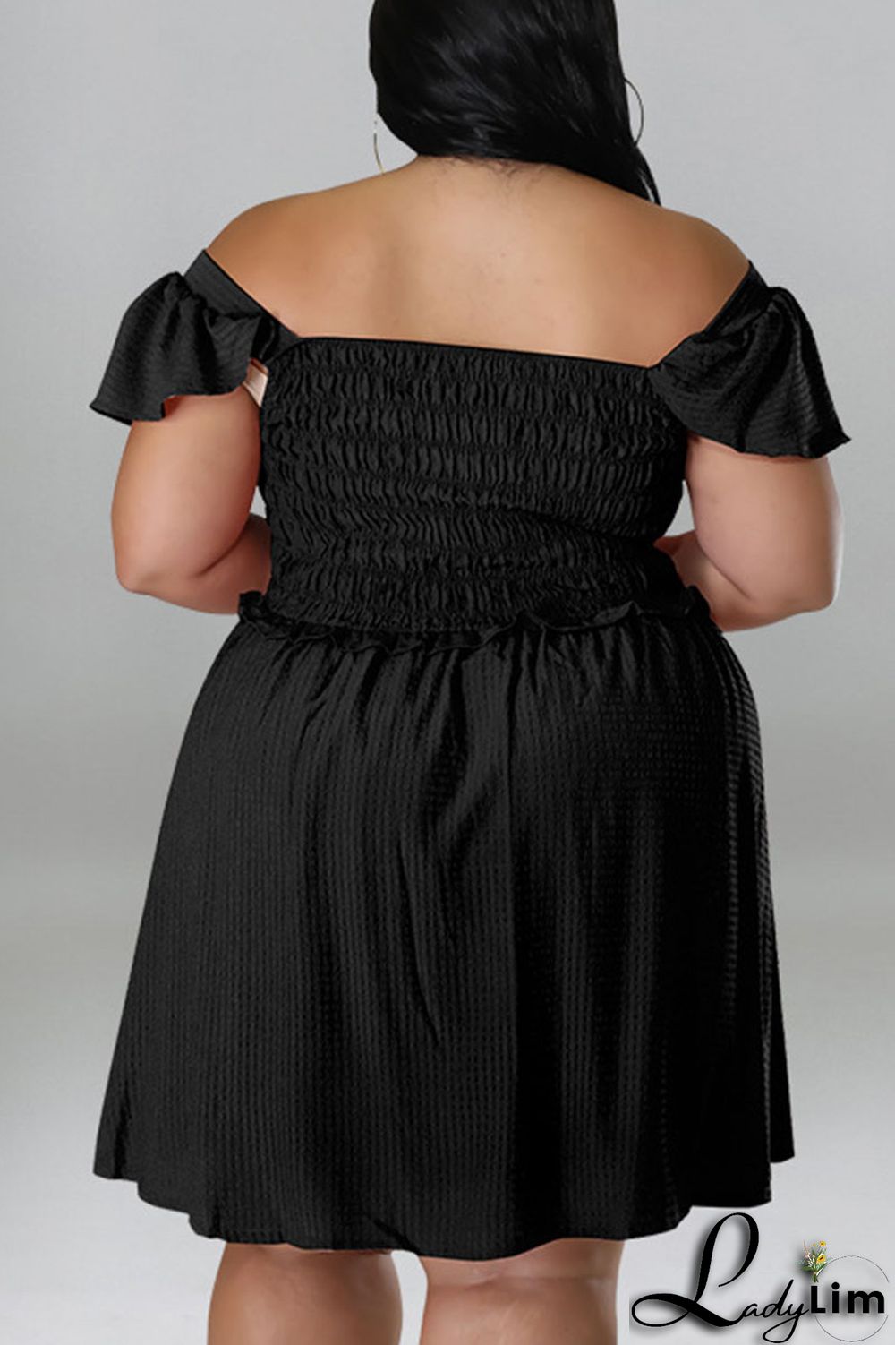 Pink Casual Sweet Solid Patchwork Fold Off the Shoulder A Line Plus Size Dresses
