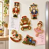 6PCS Nutcracker Christmas DIY Pearl Diamond Painting Christmas Fridge Magnets, Sparkling Rhinestone Refrigerator Magnet Craft Kit for Home Decor & Gifts