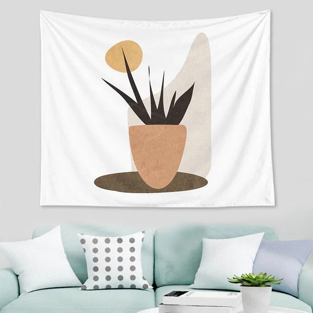 Abstract nordic Geometric Tapestry Tropic Modern Art Brown Wall Hanging ins Tapestry Decorative Tapestry For Home Decoration