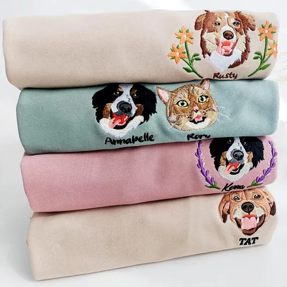 Custom Embroidered Pet Unisex Sweater From Pet&lsquo;s Photo and Name