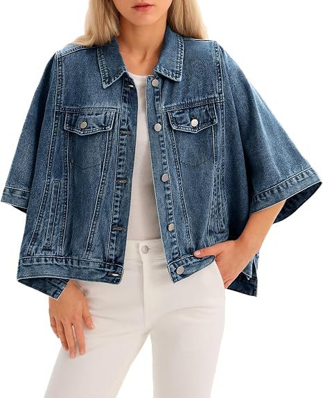 Women's Cropped 3/4 Sleeve Denim Jacket