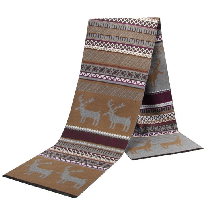 Khaki Elk Casual Vintage Christmas Scarf