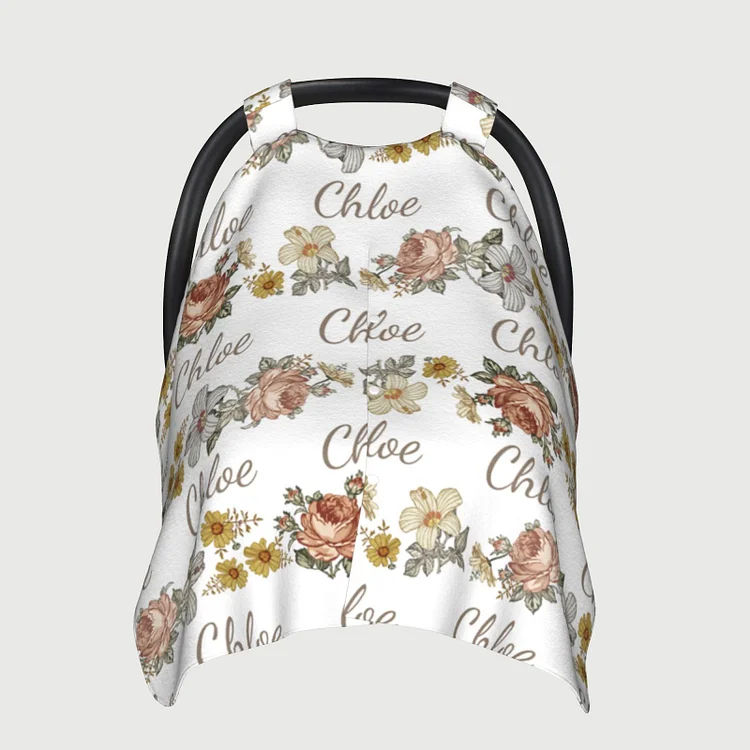 Personalized Baby Bohemian Flower Car Seat Canopy for Comfort & Unique| C77