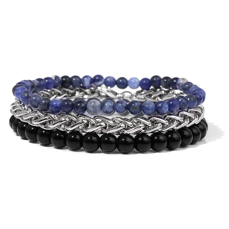 Olivenorma "Peace And Calm" Blue Sodalite Bracelet Set
