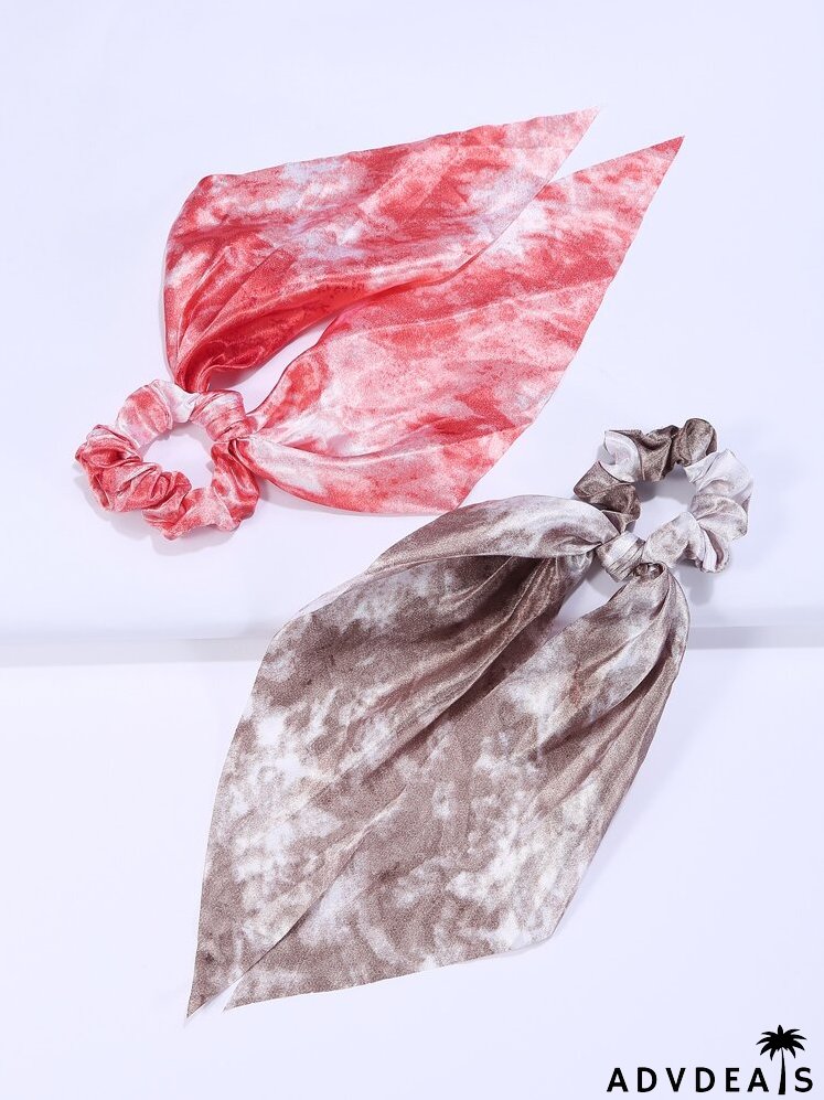 6pcs Graphic Print Scarf Hair Tie