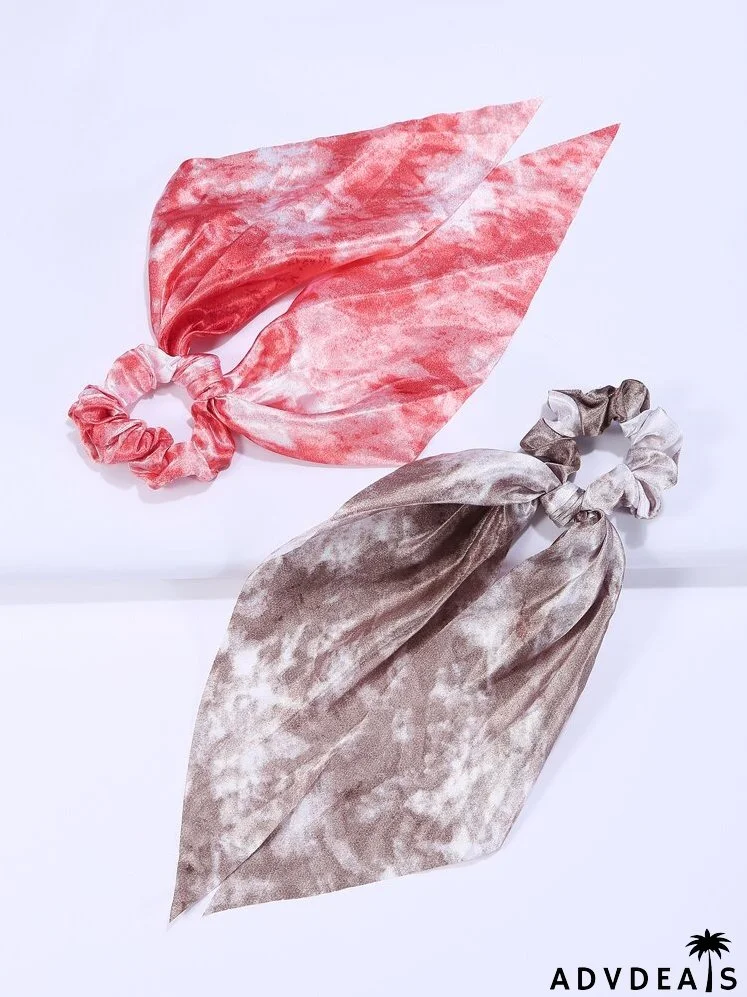 6pcs Graphic Print Scarf Hair Tie