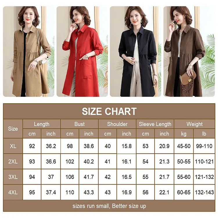 Women’s Mid-length Trench Coat Casual Windbreaker