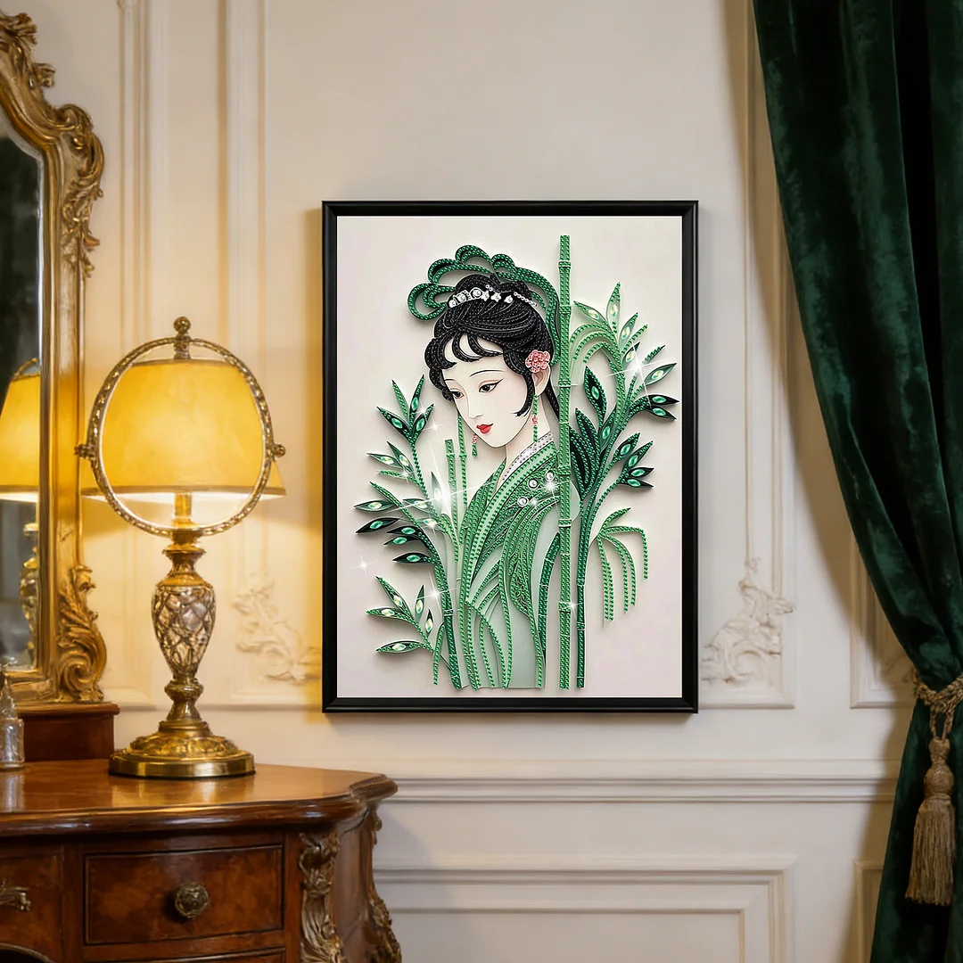Diamond Painting - Partial Special Shaped Drill - Bamboo Beauty(Canvas|30x40cm)