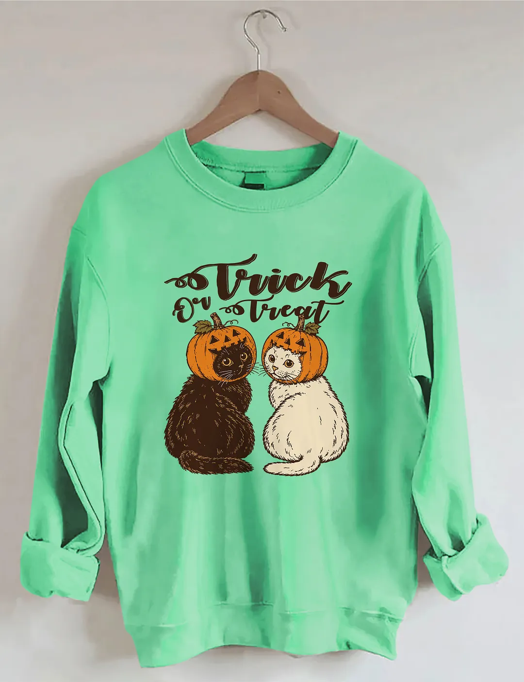 Trick Or Treat Halloween Pumpkin Cat Sweatshirt