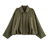 Women's Trendy Drop Shoulder Buckle Waist-Tightening Bomber Jacket Coat