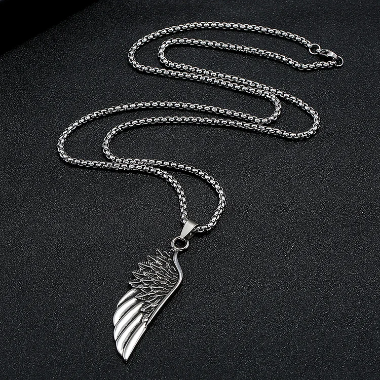 BrosWear Men's Fashion Feather Necklace Pendant