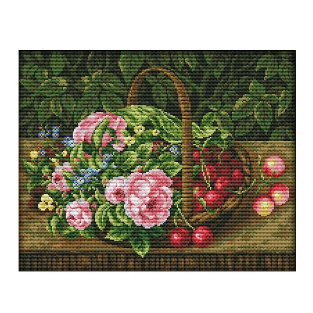 

Flower - 14CT Stamped Cross Stitch - 44x36cm, 501 Original