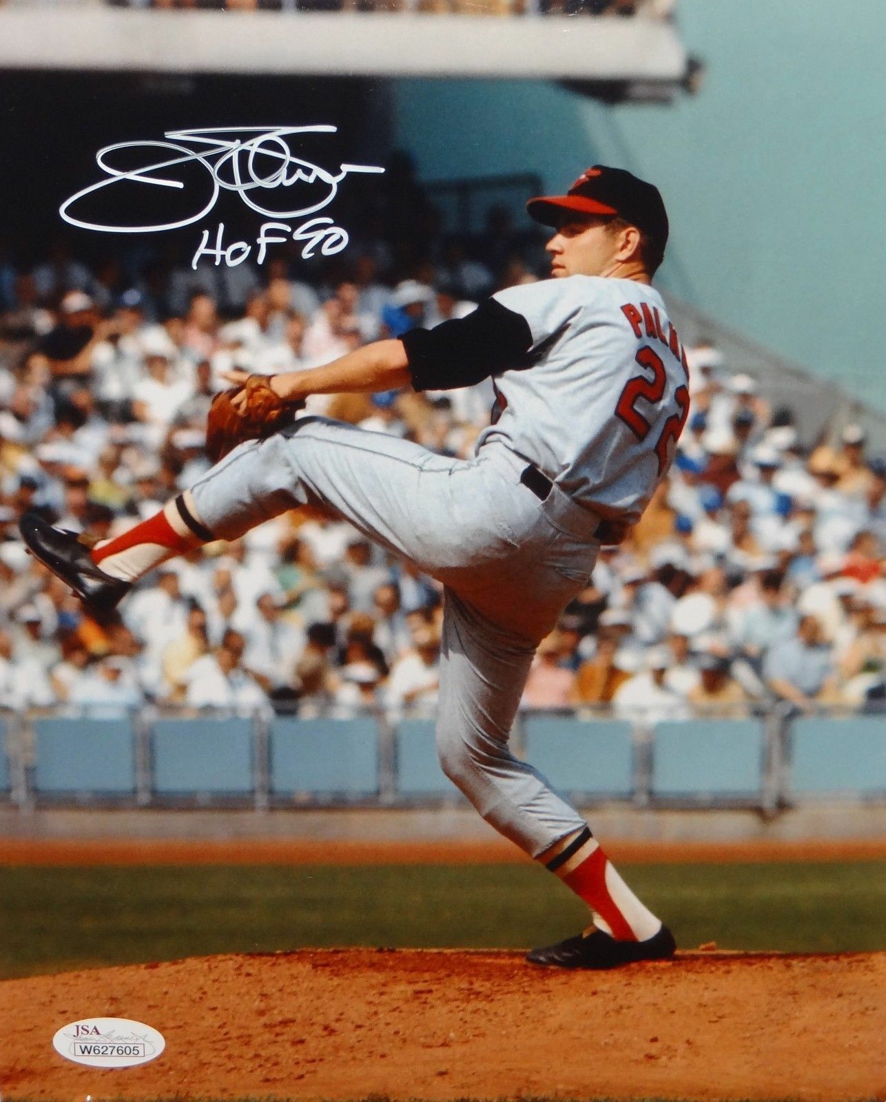 Jim Palmer HOF Autographed * White 8x10 Pitching Photo Poster painting- JSA W Authenticated