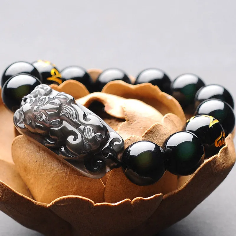FengShui PiXiu Rainbow Obsidian Peace Bracelet