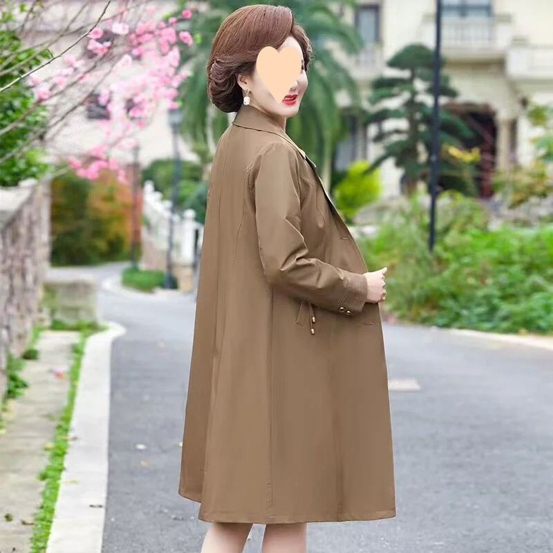 Woherb Spring New Mother Windbreaker Coat Loose Large Size Jacket Cardigan Middle-Aged Female Spring And Autumn Korean Version Of Foreign Style Coat-Outfit Ideas