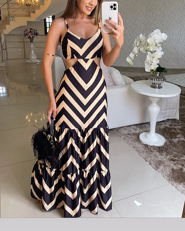 Trendy Strappy Striped Dress