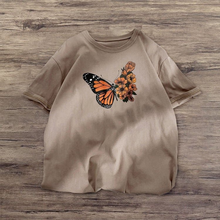 Retro butterfly stitching retro short-sleeved T-shirt