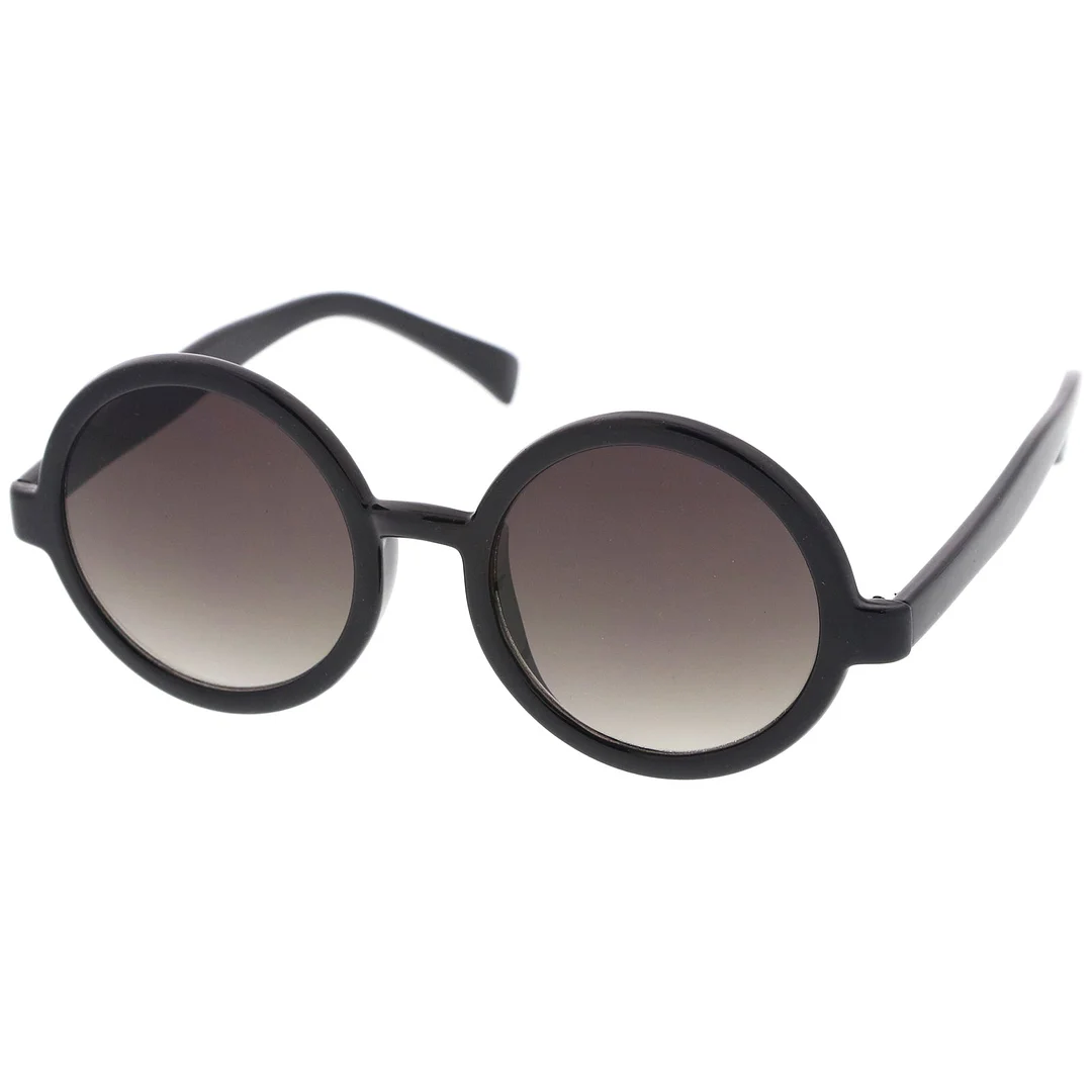 Classic Retro Horn Rimmed Neutral-Colored Lens Round glasses 52mm