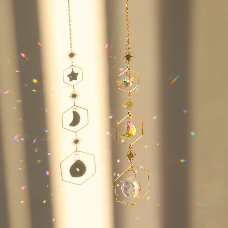 Crystal Wind Chime Ball Star Pendant Hanging Garden Xmas Party Decor (C)