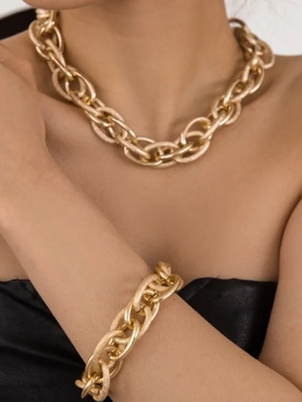 Pure Color Hollow Necklaces&Bracelet Accessories