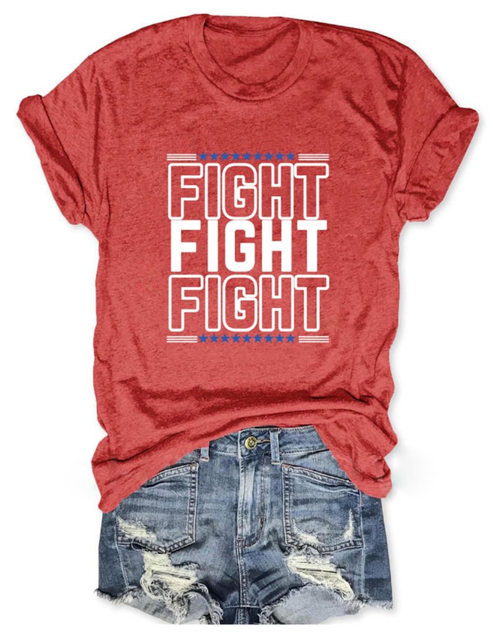 Women's Fight Printed Crew Neck T-Shirt