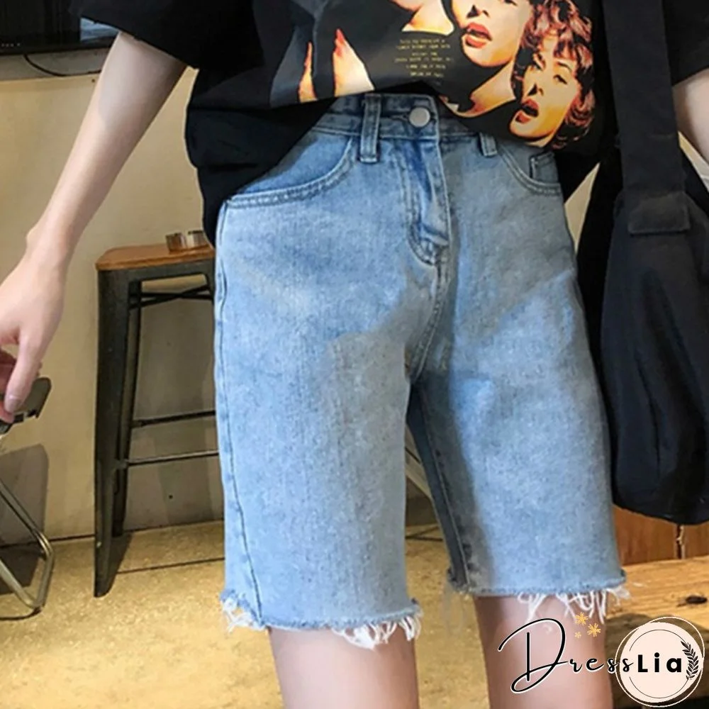 Women High Waist Stretch Shorts Ladies Baggy Denim Jeans Hot Pants