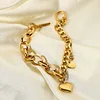 Heart Pendant Zircon OT Buckle 18K Golden Bracelet