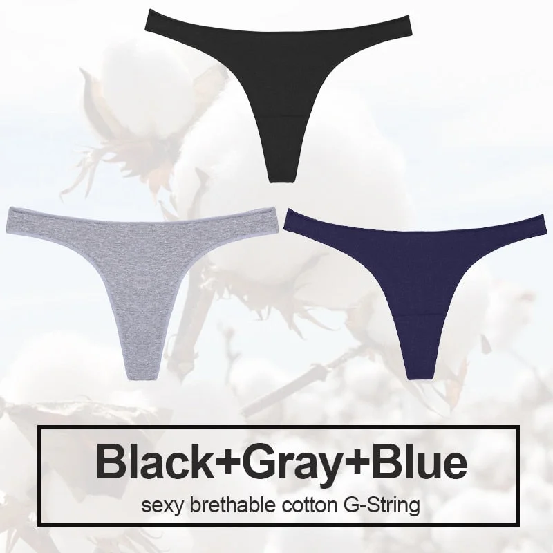 3PCS/Set Sexy Thong Women Panties Cotton Underwear Briefs Women G-String Female Underpants Lingerie Pantys Girls Femme Panties