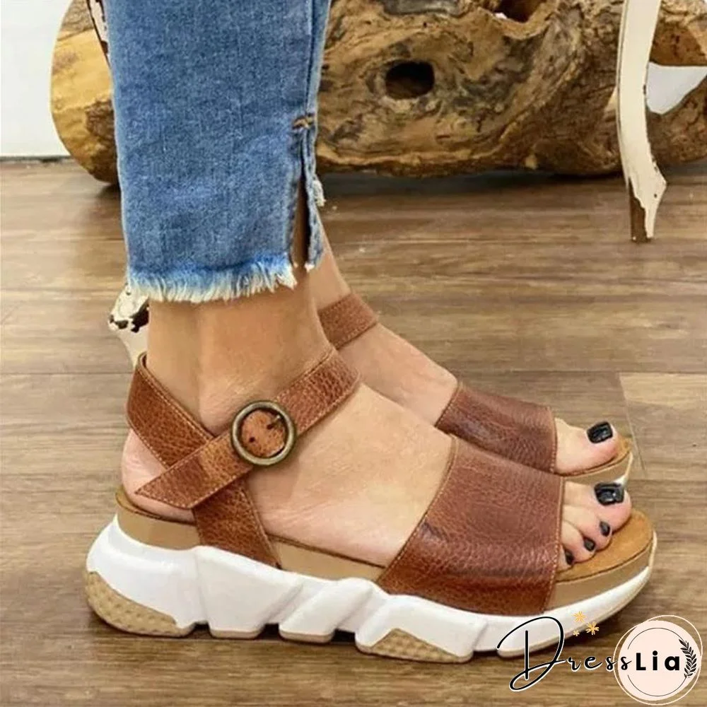 Women's Sandals Womens High Heels Sandal Thick Bottom Casual Shoes Ladies Leisure Summer Wedges Sandals Beach Shoes