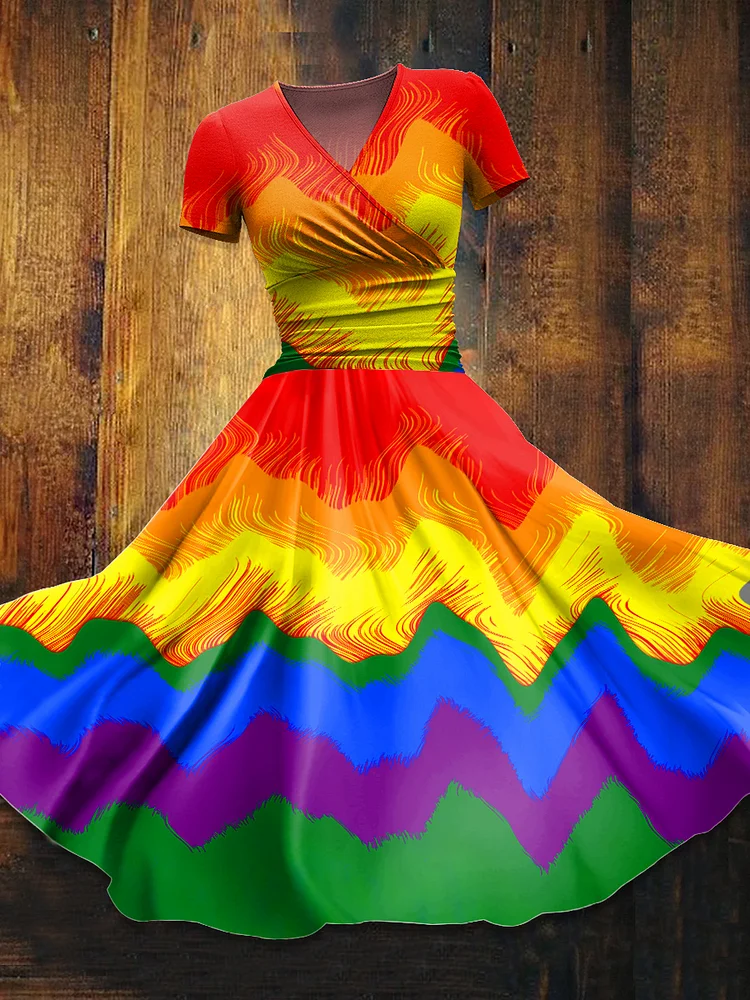 Women's  Rainbow Art Print  Maxi Dress