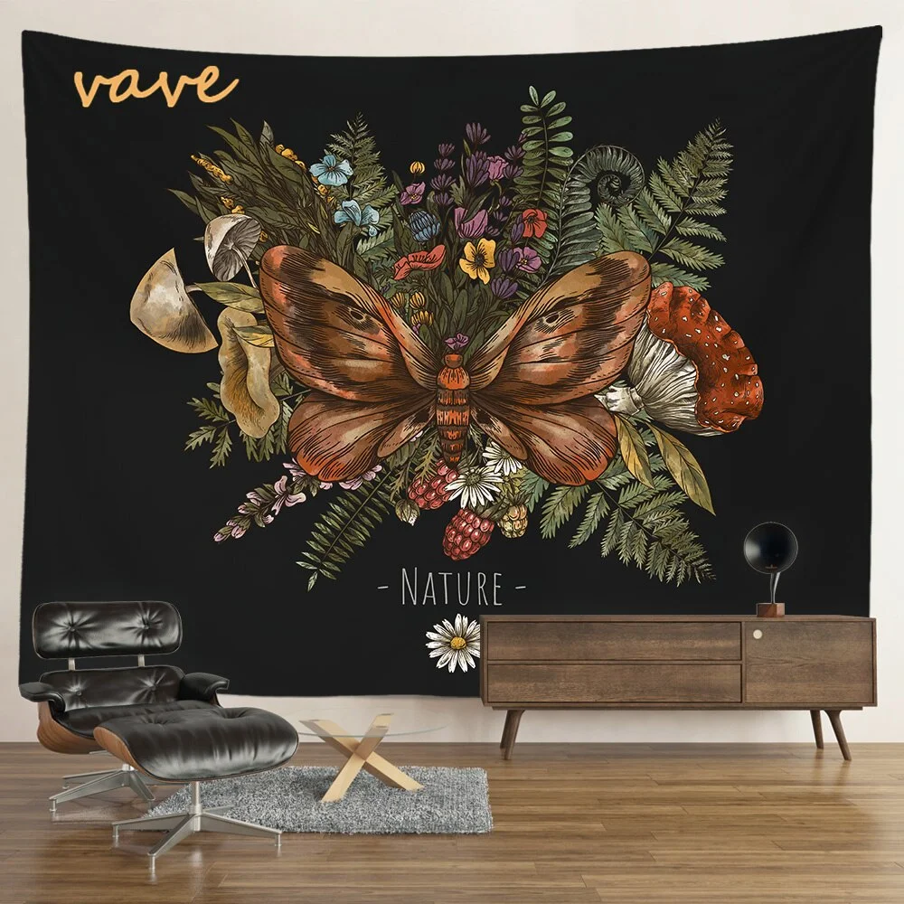 Nigikala Magic Vintage Tarot Mushroom Tapestry Wall Hanging Trippy Butterfly Mandala Hippie Aesthetic Tapestry Sun and Moon