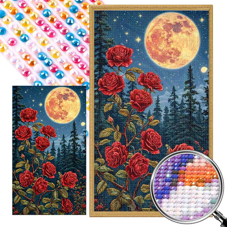 Moon Rose 40*70CM (Canvas) Full AB Round Drill Diamond Painting gbfke
