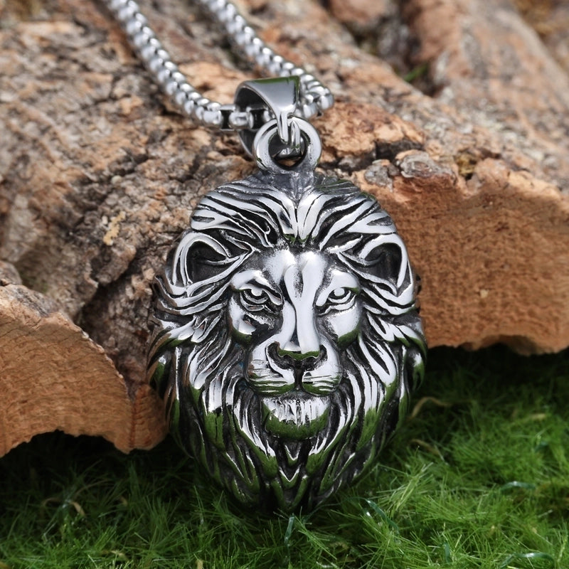 Hip-Hop Rock Ethnic Style Lion's Head 304 Stainless Steel Unisex
