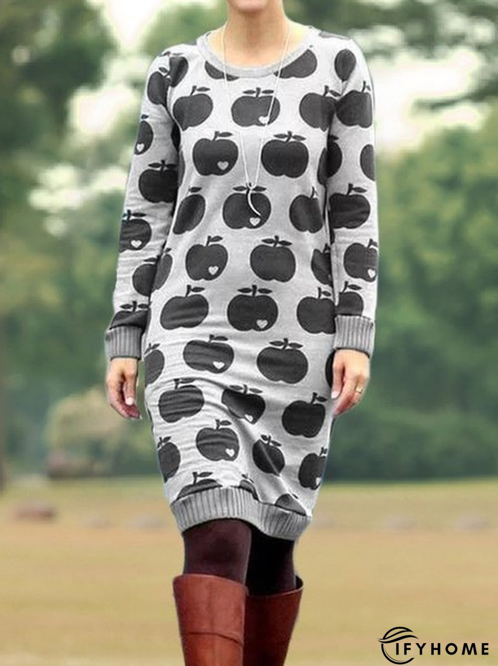 Casual Printed Knitting Dress | IFYHOME