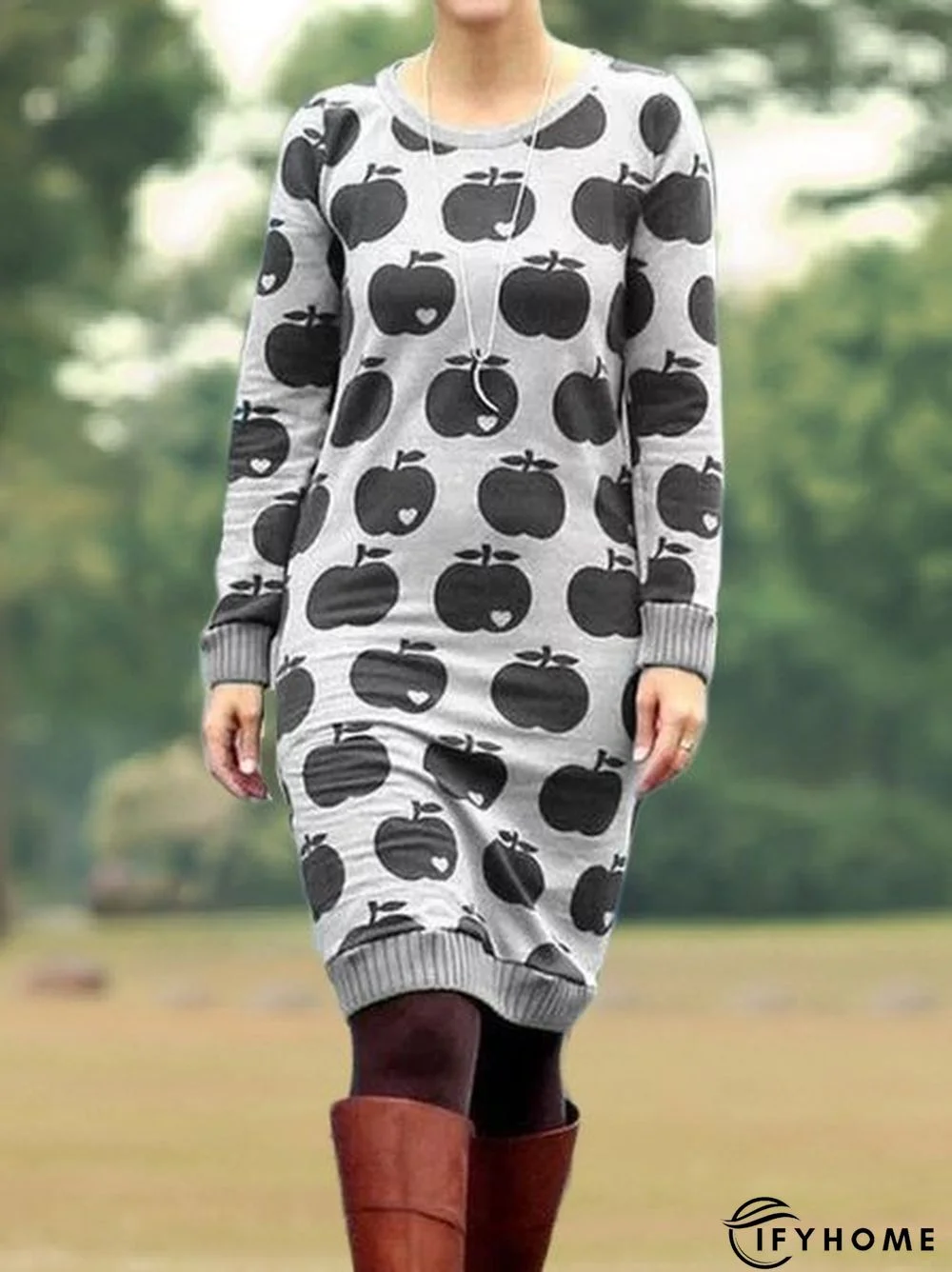 Casual Printed Knitting Dress | IFYHOME