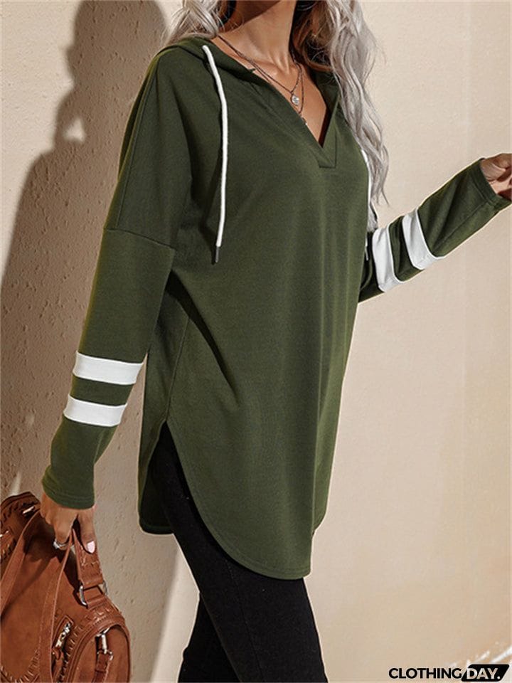 Cozy Spring Fall Thin V Neck Hoodies for Ladies