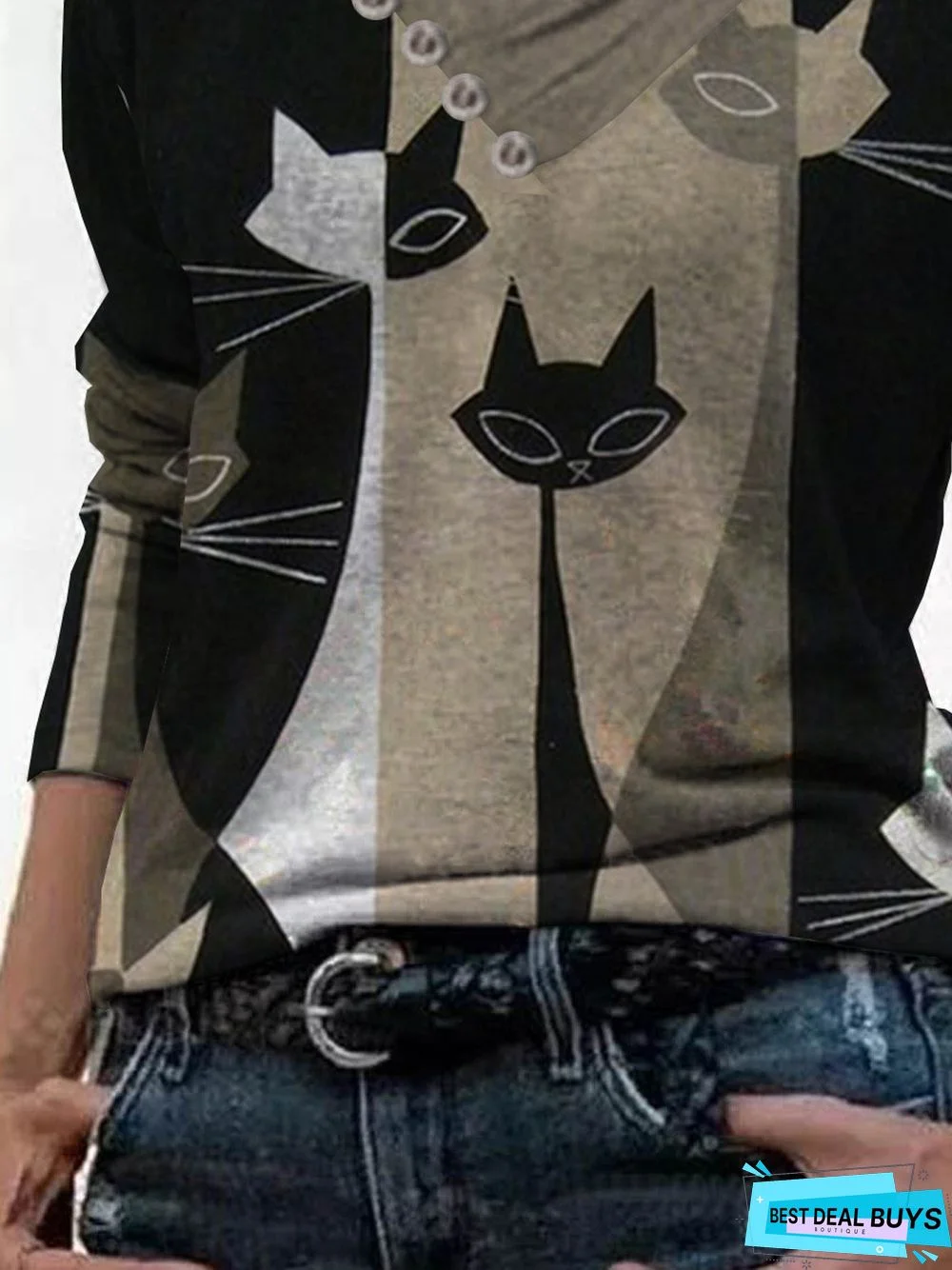 Casual Cotton-Blend Cowl Neck Loose Top