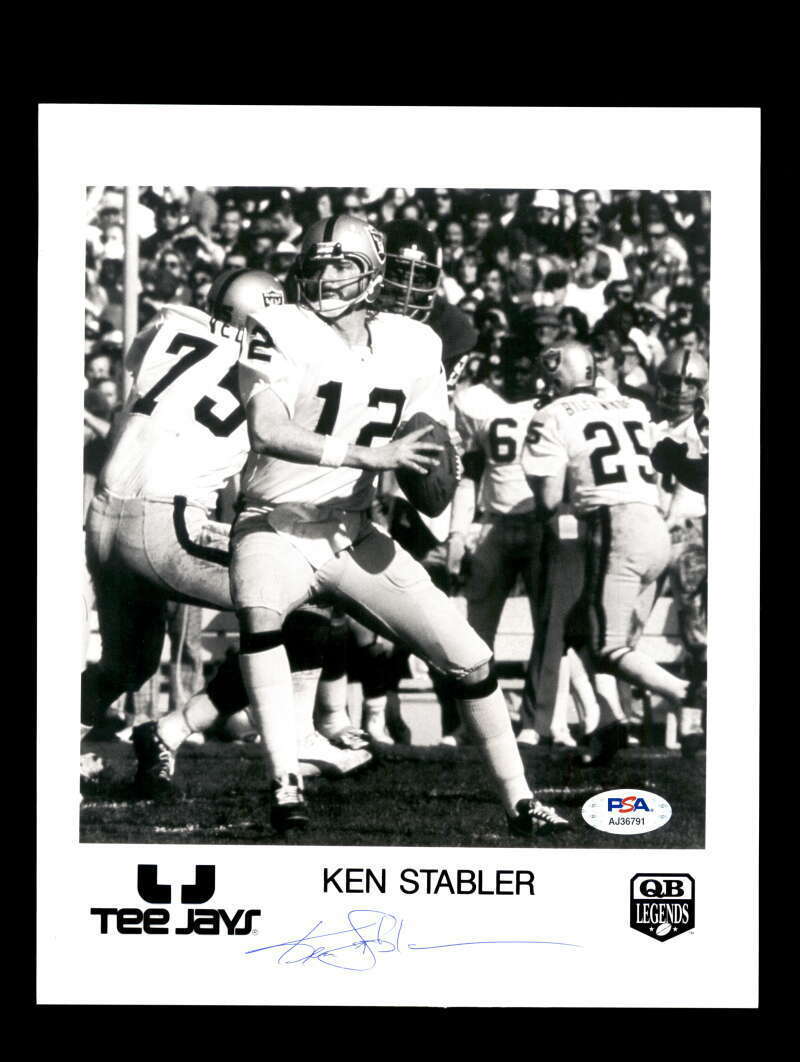 Ken Stabler PSA DNA Coa Autograph 8x10 Signed Photo Poster painting Raiders