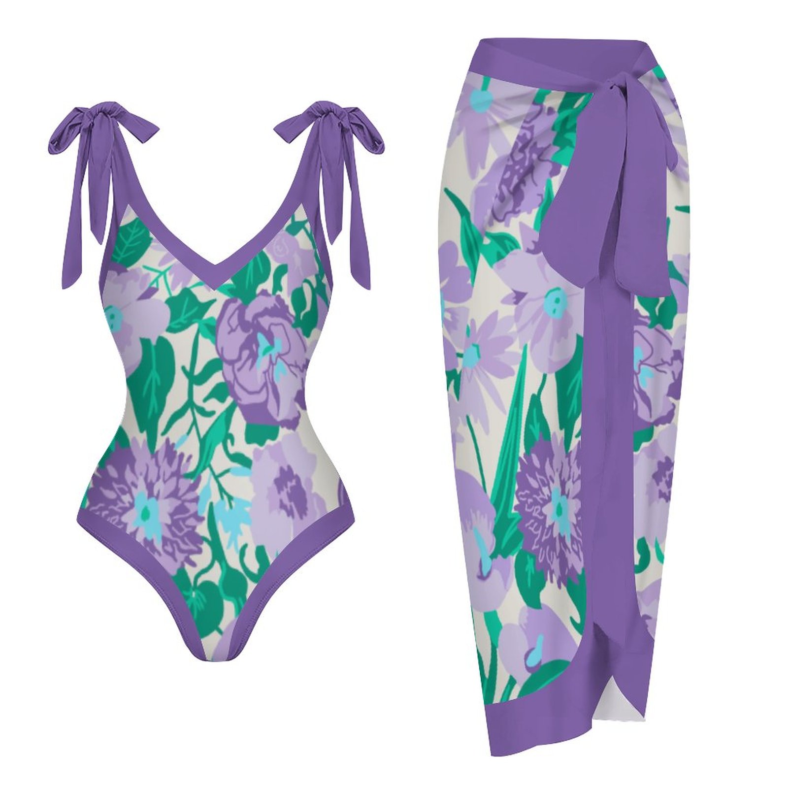 Rotimia Casual Printed One Piece Swimsuit And Cover Up