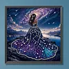 Galaxie gemme robe de soir&eacute;e dame, kit sp&eacute;cial de peinture en forme DIY partielle diamant pour adultes d&eacute;butants d&eacute;coration int&eacute;rieure peintures diamants art de pierres pr&eacute;cieuses 30x30cm