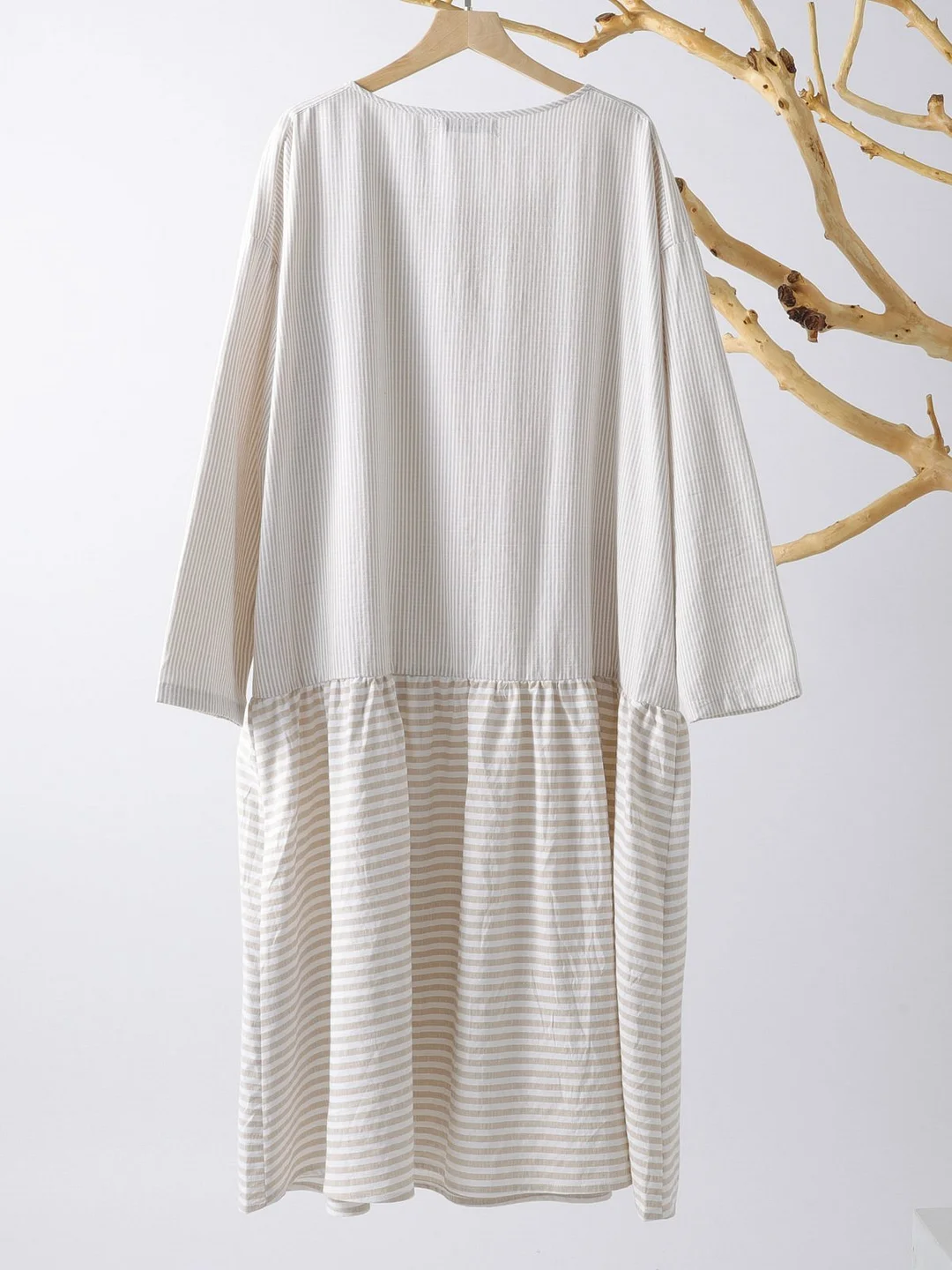 3/4 Sleeve Patch Casual Crew Neck Casualdress