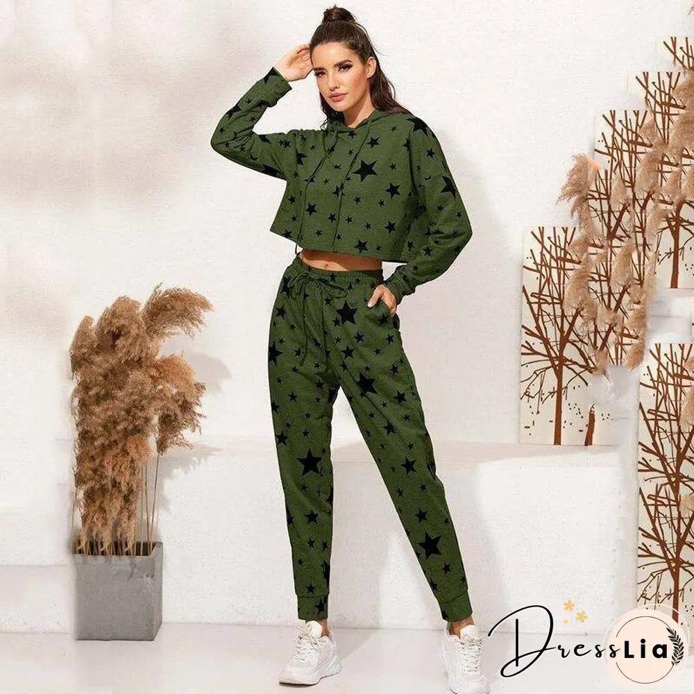 Autumn Print Sweat Suits Women Piece Sets Women Outfits Pants Set Tracksuits Casual Two