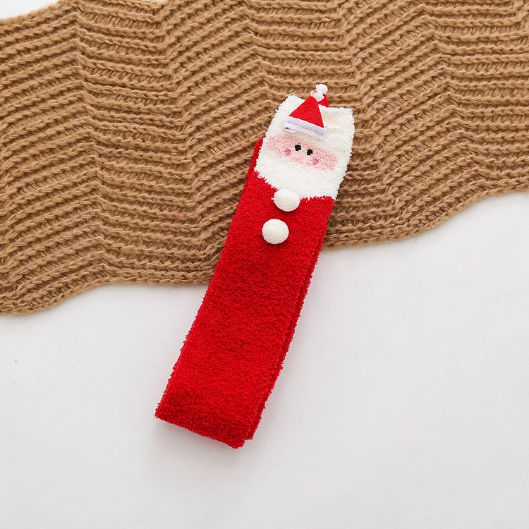 Christmas Lovely Cartoon Coral Fleece Stockings